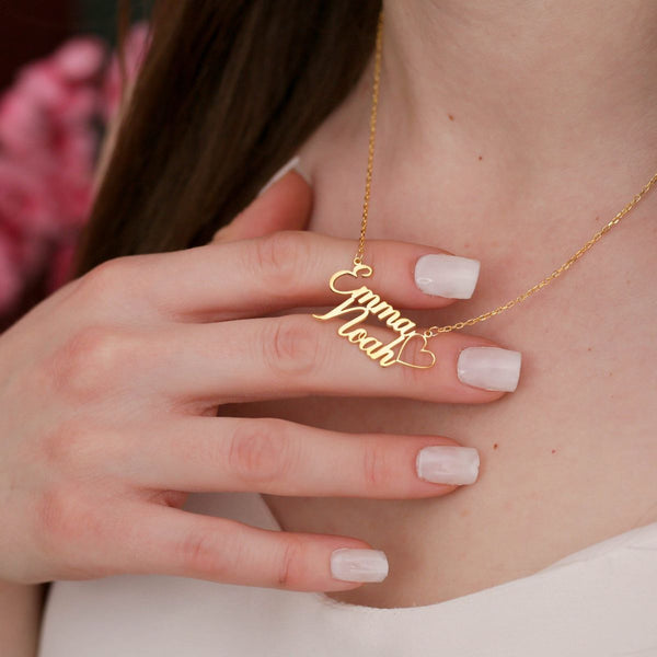 Personalized Double Name Heart Necklace