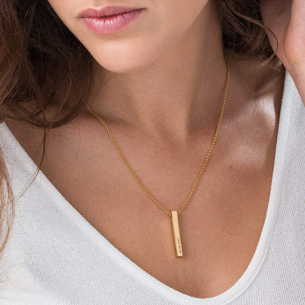 Personalized 3D Vertical Bar Necklace