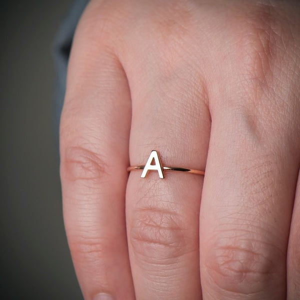 Customized Gold Alphabet Initial Ring – A to Z