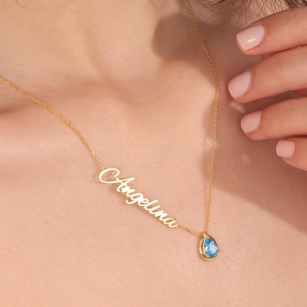 Customized Name Necklace with Stone
